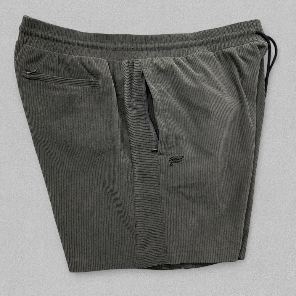 Fabletics Shorts Men's 2XL Gray Corduroy Drawstring Elastic Waist Casual Travel - Picture 3 of 11